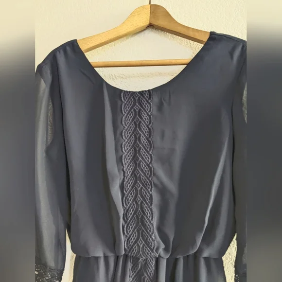 3/4 sleeve chiffon dress - Picture 5 of 6